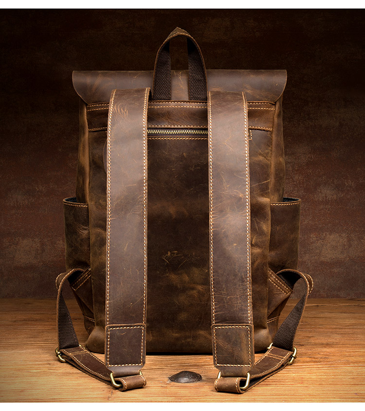 Back View of Woosir Leather Backpack