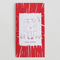 Ai Qing hand greeting doodle personality birthday design red envelope creative cartoon red packet gift gold bag boyfriend and girlfriend friends children