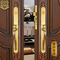 Armoured Bronze Wei Villa Big Door Lock Double Open Solid Wood Door Lock Eurostyle Pure Copper Lavish Door Lock Full Copper Split Door Lock