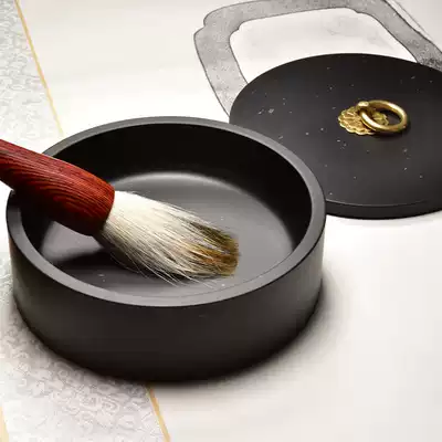 High-quality inkstone with lid Large-capacity inkstone inkstone rough drizzle Venus stone production practical sealing natural rough production dragon tail inkstone Wenfang four treasures inkstone 5 days self-drying ink