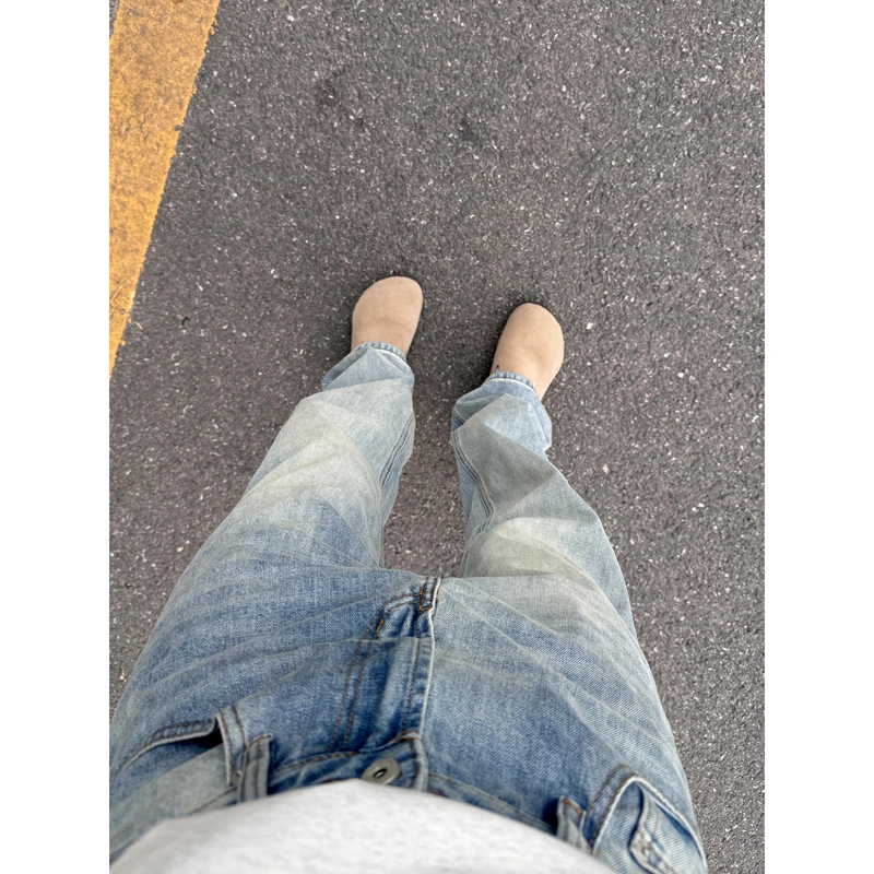 American Retro Washed Light Blue Straight-Leg Jeans for Men, Cleanfit, Suitable for All Seasons, Loose, Basic, Versatile Long Pants American Retro Washed Light Blue Straight-Leg Jeans for Men, Cleanfit, Suitable for All Seasons, Loose, Basic, Versatile Long Pants