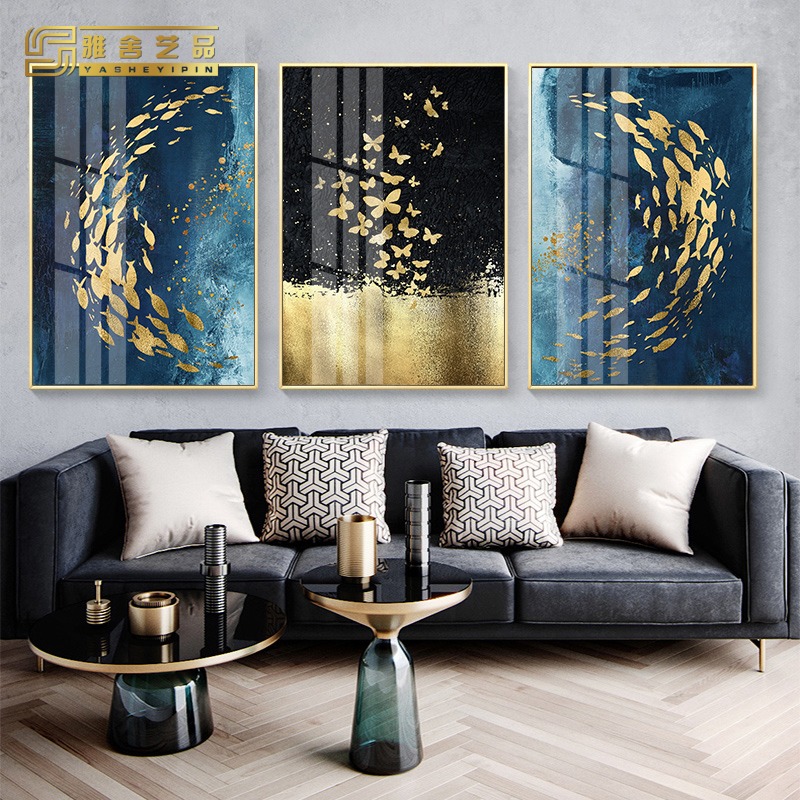 Modern light luxury living room hang wall painting wall wall decoration wall painting painting simple atmospheric tricrystalline porcelain painting