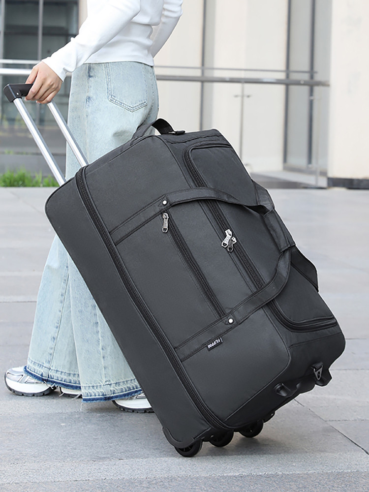 Large-Capacity Checked Luggage Trolley Travel Bag, Business Trip Luggage Bag with Wheels, Hand-Held Trolley Dual-Purpose Bag