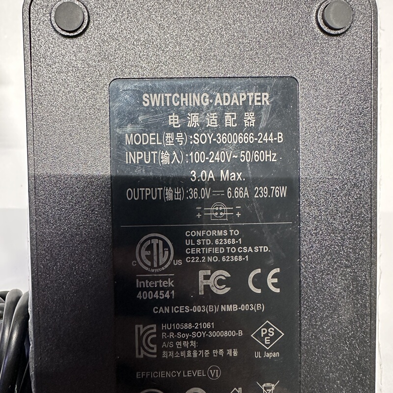 Soy Original 36V6.66A Power Adapter 240W4 Core Multi-Country Certified Industrial Equipment Scooter Power Supply