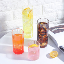 High drink cup bubble water cup round straight tube lengthy slimming glass coffee cup ins Wind cocktail drink cup
