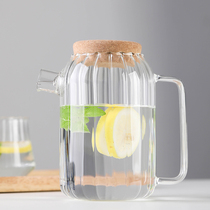 Large capacity household cool white water bottle bottle cold water bottle high temperature explosion proof glass bubble teapot water cup set