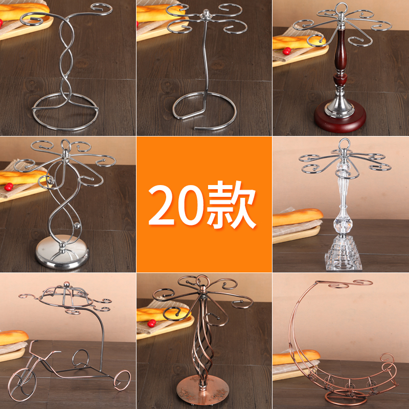 2pcs 4pcs 6pcs upside down wine glass cup holder Personality living room creative ornaments Gold plated metal wood shelf