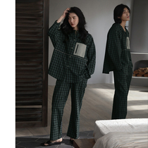 Classic panel niche design ~ loose also slim couples pajamas spring and autumn pure cotton long sleeve thin suit