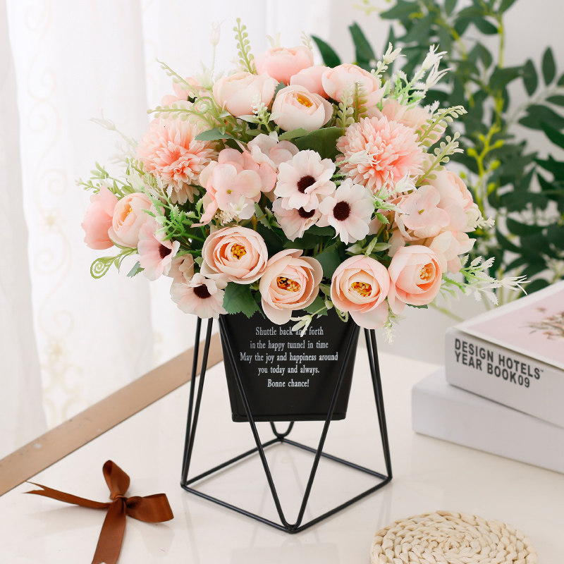 European iron fake fake flower furnished living room interior decoration plastic flower art sunflower silk flower table