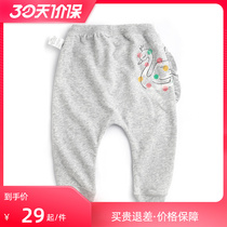 Bajia 1-3-year-old female toddler in waist long pants spring new casual pants micro-bomb comfortable pure cotton big PP pants