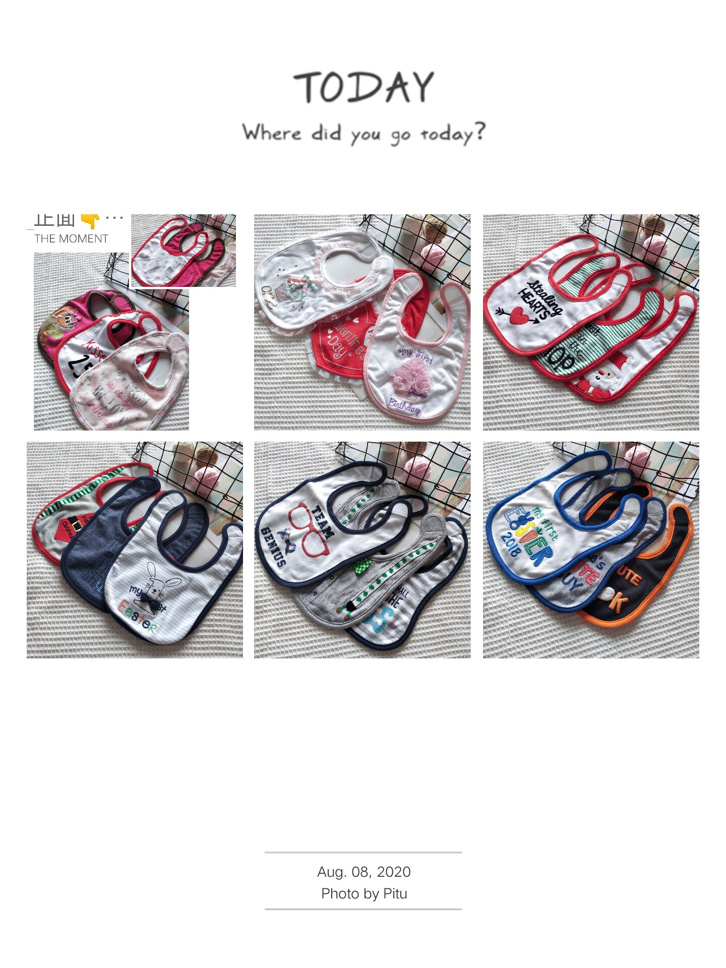 Baby saliva towel double-layer cotton terry newborn male and female baby to eat anti-spit milk Velcro bib