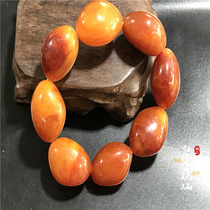 Antique antique amber beeswax barrel bead bracelet chicken oil yellow beeswax road Road bracelet round beads original stone hand string evil spirits