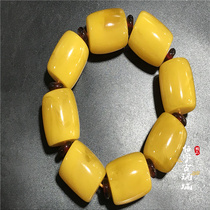 Antique antique amber beeswax barrel bead bracelet chicken oil yellow beeswax road Road road round bead original stone bracelet hand string props