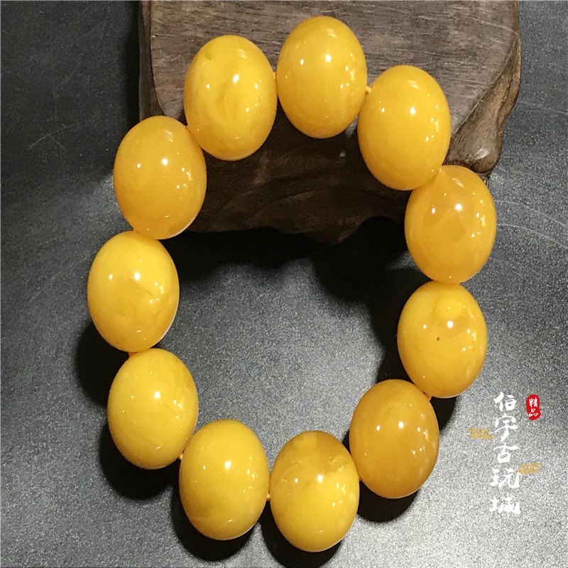 Antique antique amber beeswax barrel bead hand chicken oil yellow beeswax Passepartout original stone bead bracelet collection mini