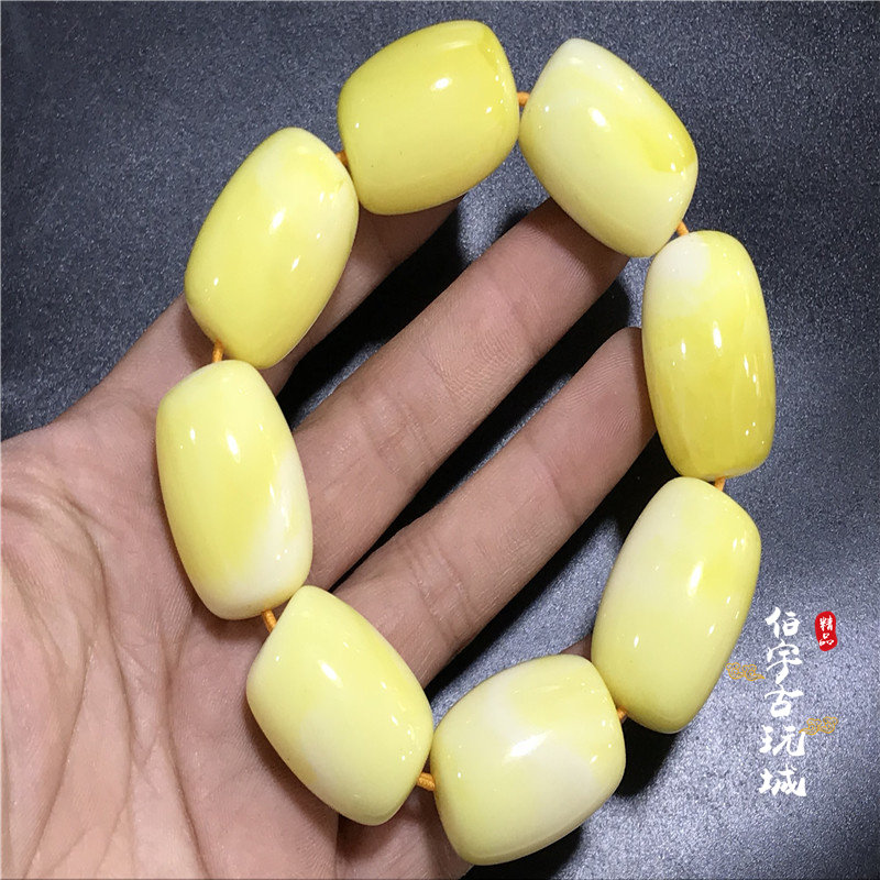 Ancient Playing Antique Amber Honey Wax Barrel Beads Handout Chicken Oil Yellow Nectar Waxy Road Pass Original Stone Round Pearl Hand-string Collection Fashion
