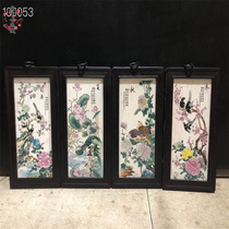 Jingdezhen pottery porcelain plate painting pastel solid wood hanging painting classical living room home decoration mural spring summer autumn winter