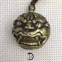 Copper miscellaneous ornaments Antique play antique pure brass solid old copper carving pendant collection old copper decoration lion