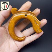 Antique miscellaneous antiques Ming and Qing antique jade Jade old Jade handlebar ornaments Gaogu jade pendant Dragon hook