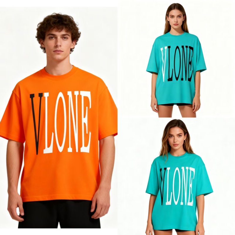 American High Street Style Vlone Large V Short-Sleeve T-Shirt, Unisex Loose Fit, Oversized Pure Cotton T-Shirt, Versatile and Trendy for Couples American High Street Style Vlone Large V Short-Sleeve T-Shirt, Unisex Loose Fit, Oversized Pure Cotton T-Shirt, Versatile and Trendy for Couples