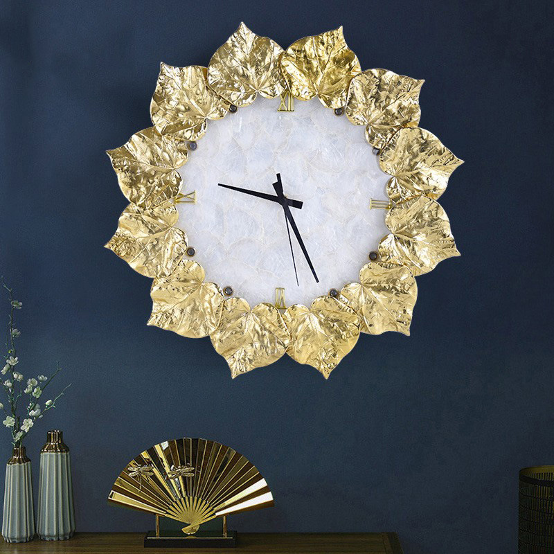 Modern Light Luxury Pure Copper Living Room Art Creative Hanging Bell Nordic Fashion Muted Shells Decorative Mesh Red Quartz Watches