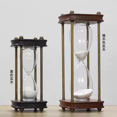Solid Wood time hourglass metal glass square timer creative gift home accessories study decoration