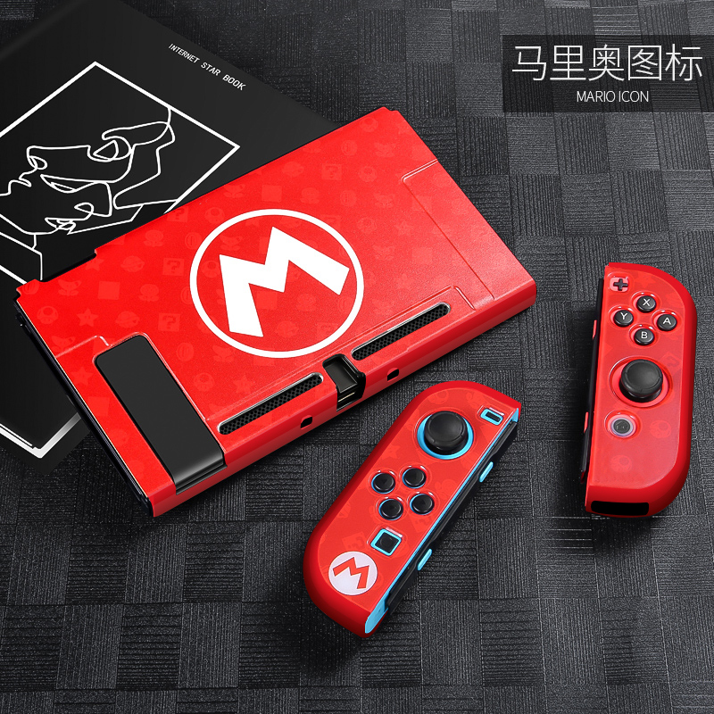 Switch Mario M Label √ Skin Friendly Hard Shell [Moby official Original   Nintendo switch Protective shell thin Frosted sleeve Split body Handle Shell Soft shell silica gel All inclusive Hard shell Stickers ns recreational machines membrane host Storage bag periphery parts