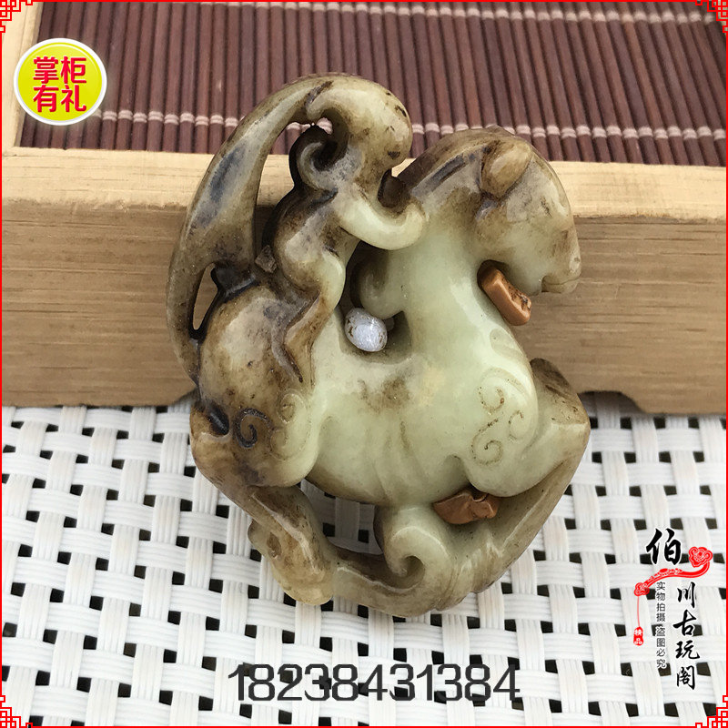 Hot selling imitation ancient jade jade jade jade pendant jade pendant swinging piece Pendant Warrior of the Han Ming Qing Craftsmanship Horse