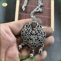 S925 sterling silver lock DIY accessories Baby long life lock Imitation silver bracelet Necklace double-sided hollow pendant pendant jewelry