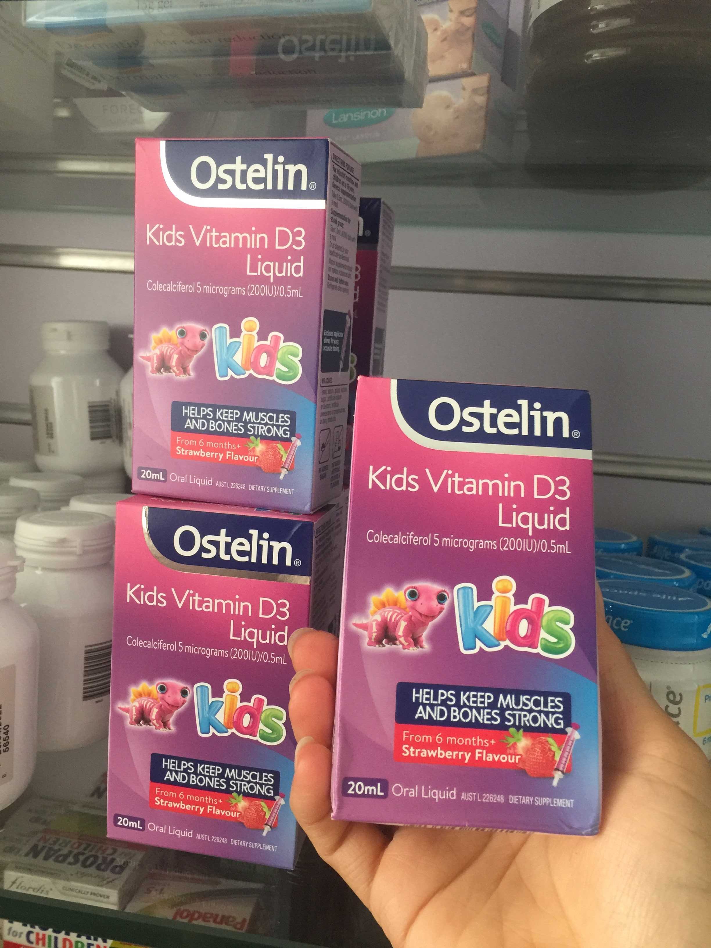 Ostelin VD vitamin D baby liquid drops calcium supplement strawberry flavor 20ml