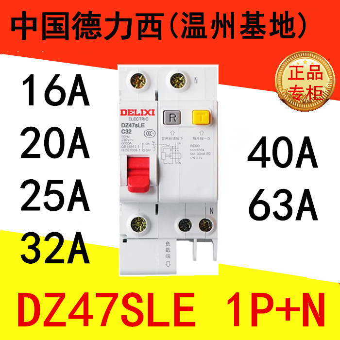 Delixi leakage protector DZ47SLE 1P N 16A 20A 25A 32A 40A 63A Household C45