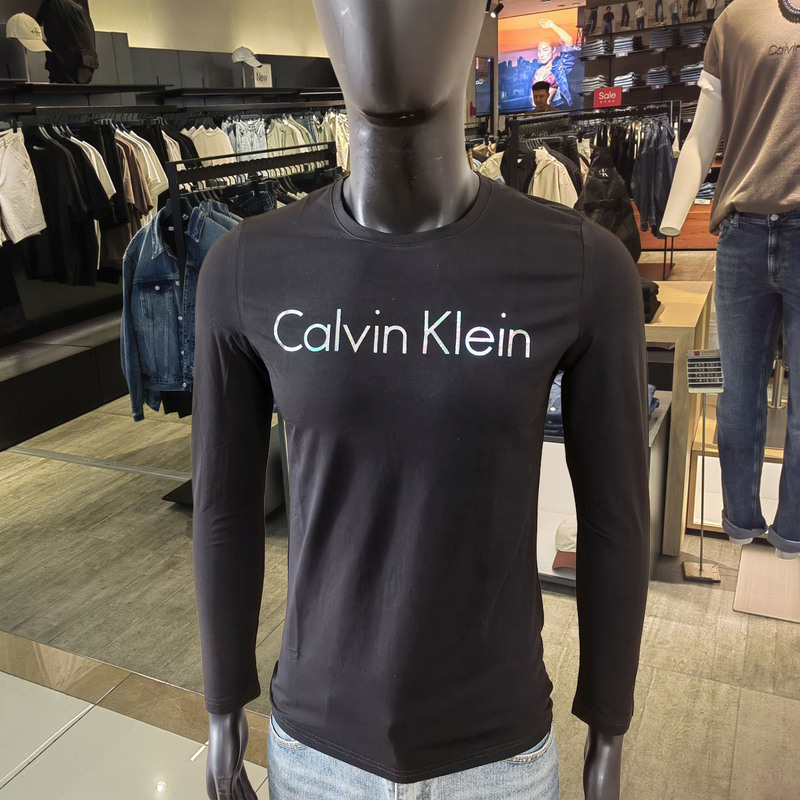 {Ole's Selection of Ck Long-Sleeve T-Shirts for Men, Casual and Simple with Colorful Letter Logo Print, Youth Tops and Base Shirts.}