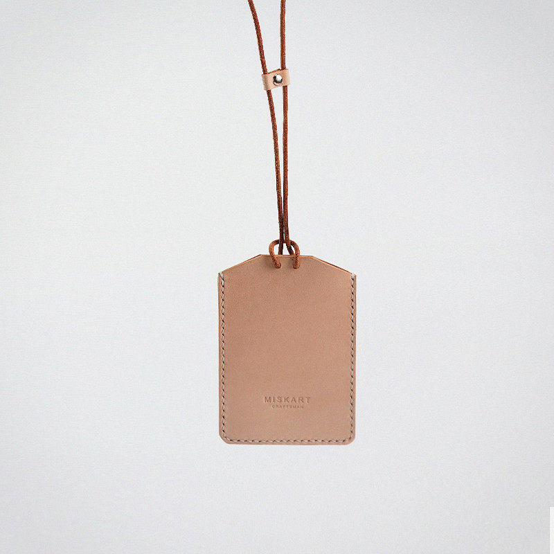 MISKSOLA handmade cowhide document access control card set student elderly IC traffic bus card holder leather rope anti-lost