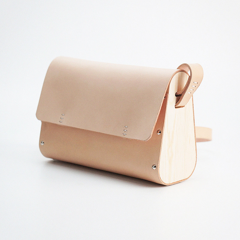 MISKSOLA solid wood shoulder messenger bag handmade vegetable tanned cowhide simple retro literary original design