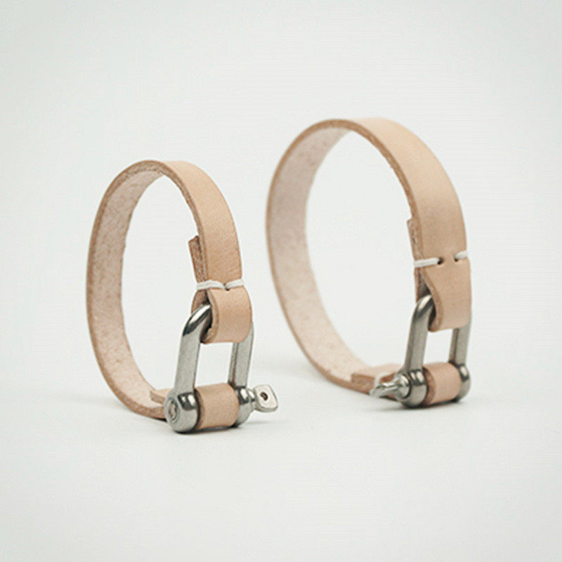 MISKSOLA Handmade Bracelet Horseshoe Metal Buckle Vintage Cowhide Accessories Genuine Leather Couple Bracelet Men and Women Simple