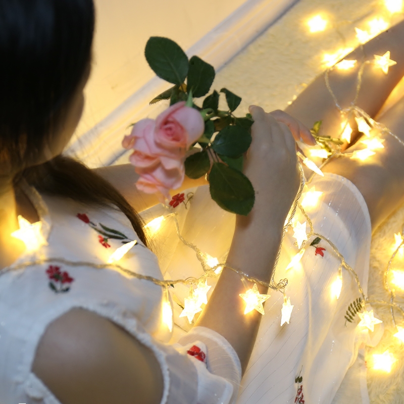Star light led small colored light flashing light string gypsophila girl heart room decoration light string spring festival decoration