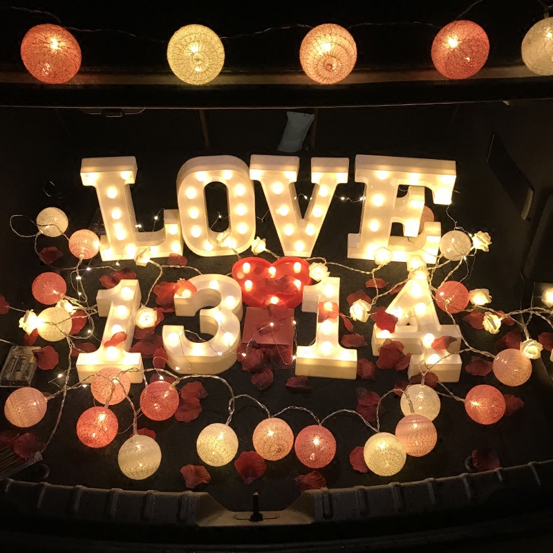 Car trunk proposal surprise decorationCreative supplies romantic confession commemorative birthday props led letter lights