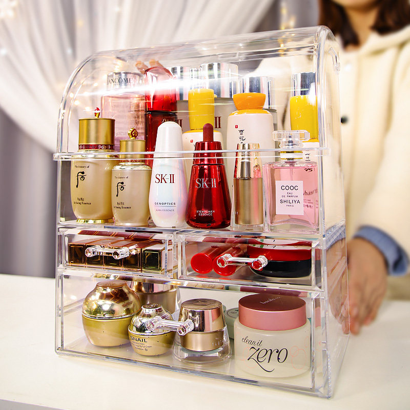 Cosmetics container box dust-proof desktop household cooling frame transparent acrylic dresser cabinet