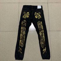 Small Devil printed cut Peuded bunches Tide Bronzing Gold Craftsmanship Men Sashimi Pair of jeans