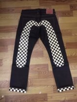 Cattle Linen Instrumental Plaid cut with a cut of the original Bull Bare Ear Bag Edge Unbridled Mens Straight Drum Denim Trousers