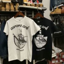 BUMP 220g high gram weight full cotton day single texture good black white men sashimi round collar printed short sleeve T-shirt