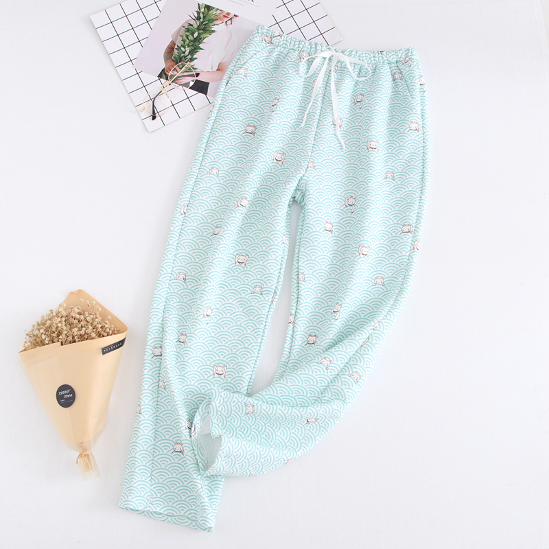 Quần ngủ nữ cotton mới quần dày giản dị mùa thu và mùa đông dệt kim cotton ấm không khí lớp tăng thời trang mặc nhà