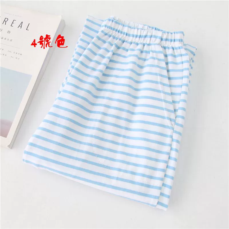 Quần mới của phụ nữ dệt kim cotton lỏng lẻo mùa xuân và mùa thu mùa đông nhà đồ ngủ cotton phần mỏng sọc kích thước lớn