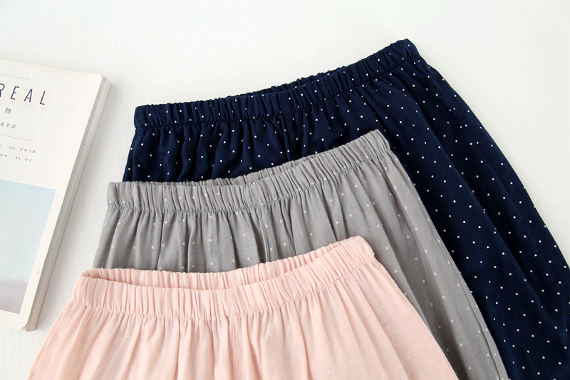 Bộ đồ gạc cotton nam mùa hè mỏng phần nữ đồ ngủ cotton đôi mẫu phục vụ nhà mùa xuân và mùa thu dệt màu jacquard đồ bộ dài tay mặc nhà