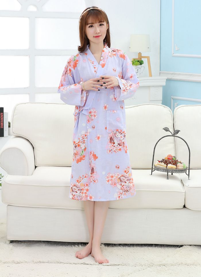 Phụ nữ mới gạc cotton áo choàng cotton mỏng áo tắm đồ ngủ mùa hè ngủ đơn áo tắm váy ngủ nam mùa đông