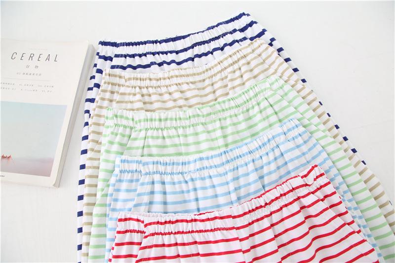 Quần mới của phụ nữ dệt kim cotton lỏng lẻo mùa xuân và mùa thu mùa đông nhà đồ ngủ cotton phần mỏng sọc kích thước lớn quần nam