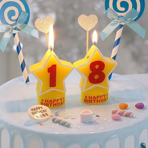 Ins net red birthday digital cake five-pointed star hand-painted candle boys and girls baby birthday party supplies