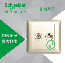 Original Schneider switch socket Changyi gold smooth frosted gold switch TV computer socket