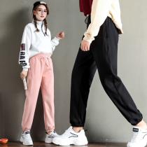 Plus velvet sweatpants womens loose autumn and winter thick pants children wear 2021 bunch foot pants winter size bloomers