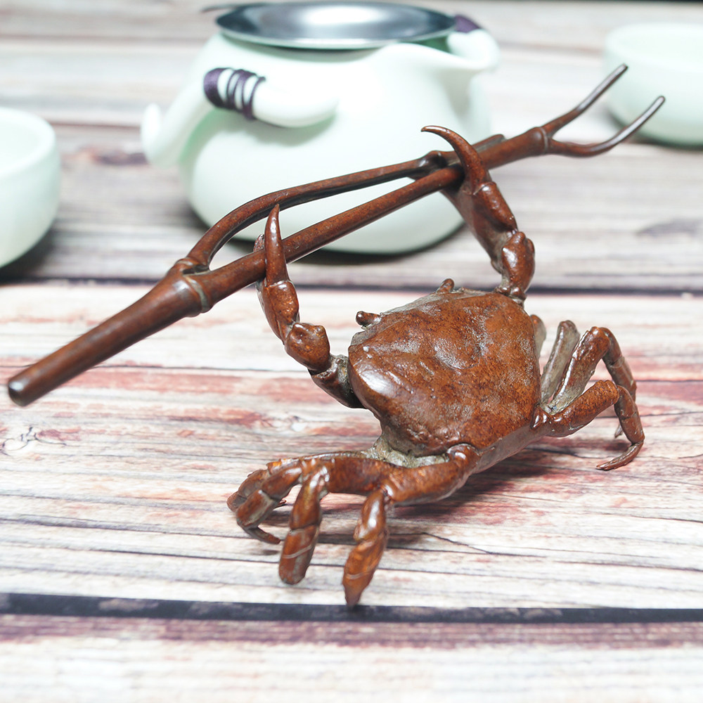 Su Artificial Retro Solid Copper Crab Yoko Tea Darling Tea Treasure Tea Play Bronze Worm Creative Pendulum Manufacturer Direct