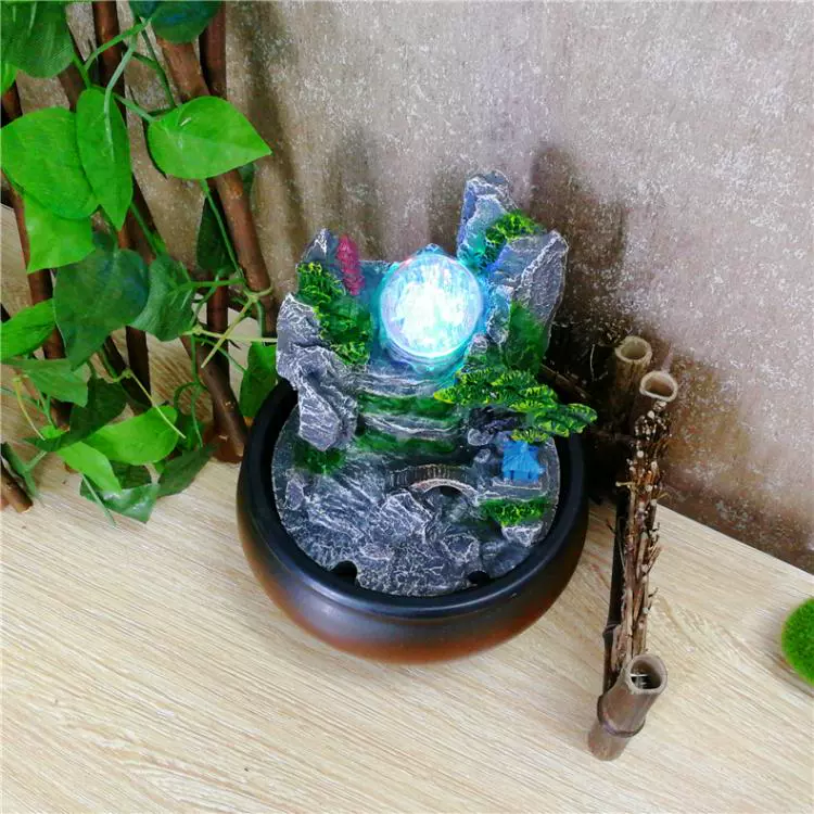 Phong cách Trung Quốc Phong thủy bóng nước đài phun nước trang trí văn phòng máy tính để bàn phòng khách may mắn trang trí nhà mở